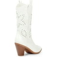 thumbnail image 3 of Ferwind Women's Cowboy Boots Western Mid-Calf Stiches and Rivet Studded Adult Off-White  8, 3 of 6