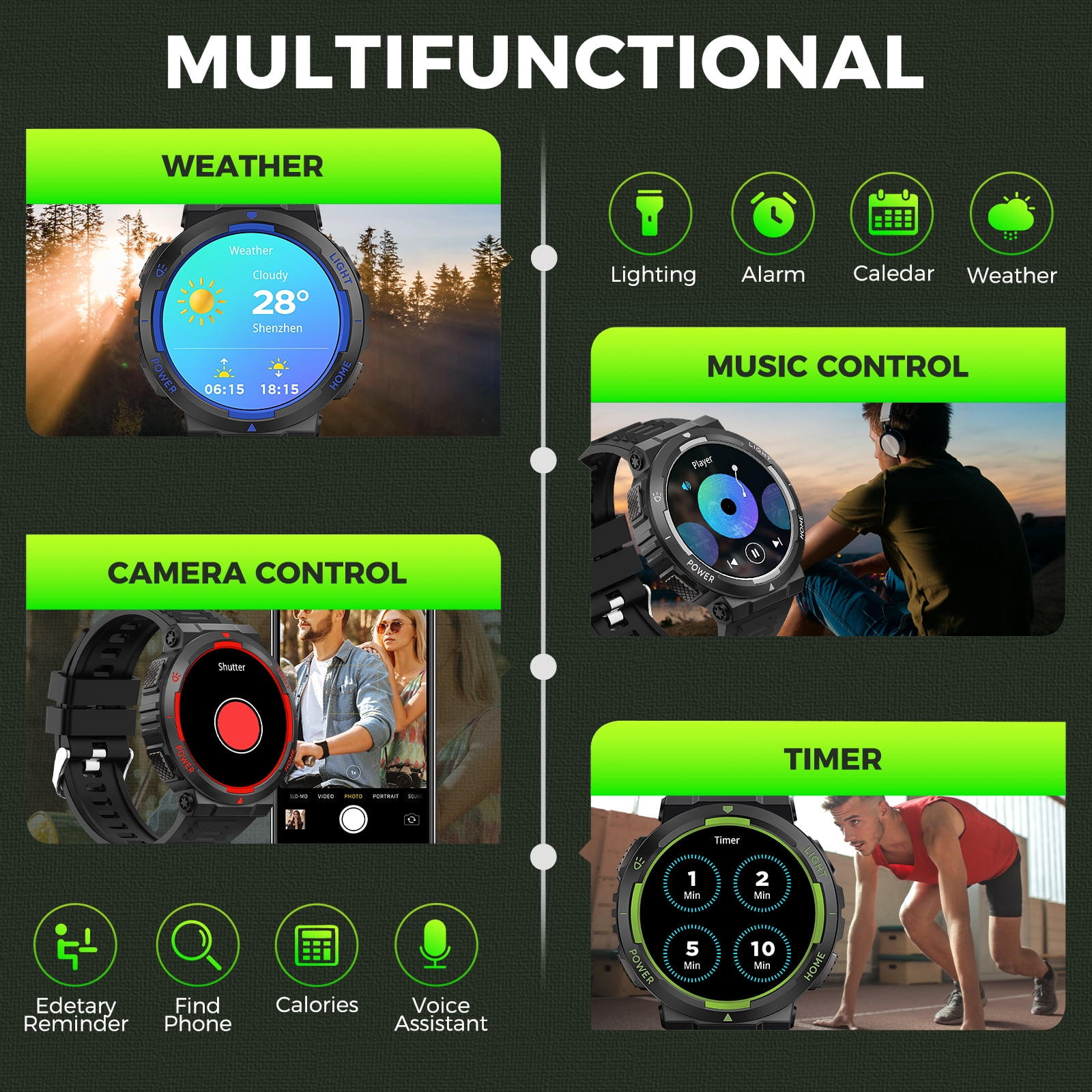 Cyberdyer Sports Smart Watch for Men(Answer/Dial Calls) with Flashlight, 3ATM Waterproof 1.53'' Screen Big Battery Rugged Smartwatch, 100+ Sport Modes Fitness Tracker for iPhone Android