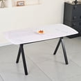 thumbnail image 2 of Rectangular Dining Table with Faux Marble Tempered Glass Top and Black Metal Legs for Kitchen Dining Room, 2 of 11