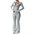 thumbnail image 2 of Womens Two Piece Tracksuit Yoga Set Long Sleeve Zipper Jacket with Athletic High Waist Flare Leggings Workout Outfit, 2 of 5