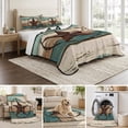 thumbnail image 6 of Full Quilt Set 78''x90'', Texas Star Vintage Lightweight Bedspread Coverlet Set with 2 Pillow Shams, Country Teal Brown Farmhouse Wooden Breathable All Season Quilt Bedding for Bedroom/Guest Room, 6 of 9