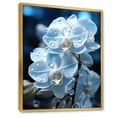 thumbnail image 2 of Designart "Blue White Flower landscape Pearlescent Orchids" Floral Floater Framed Wall Art Living Room, 2 of 7