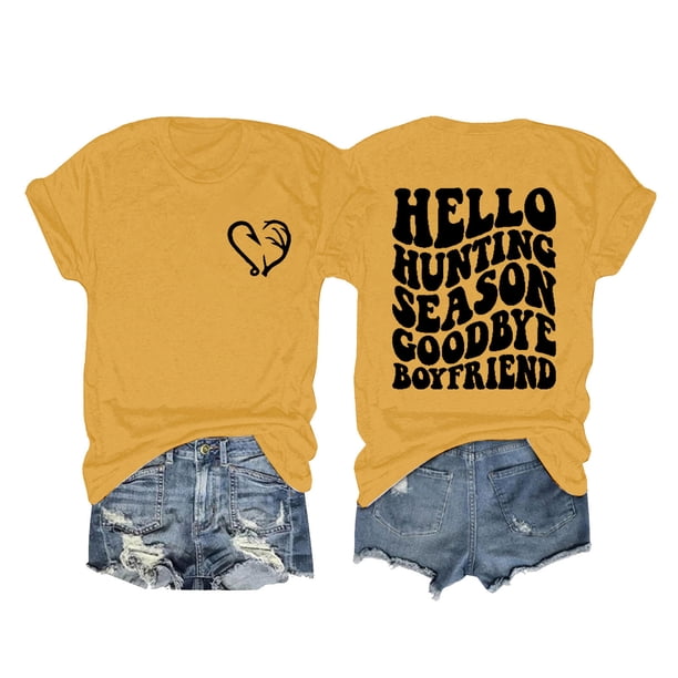 Gibobby Blusa Casual de Mujer Camiseta manga corta con estampado doble corazón amor y cuello redondo color sólido para mujer(Amarillo,M)