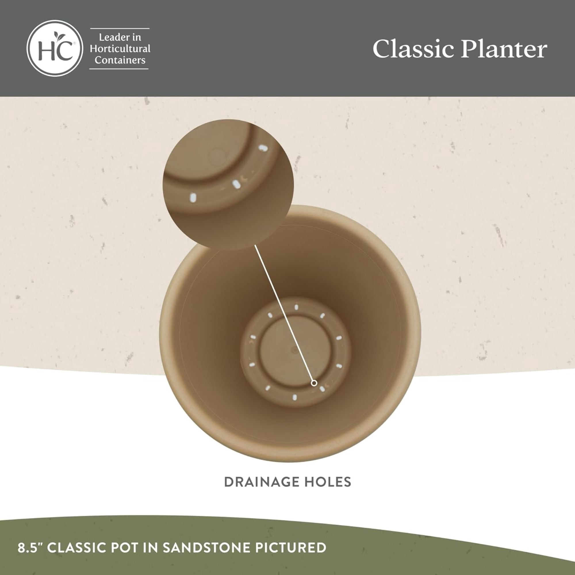 The HC Companies 17 Inch Round Classic Planter, Plastic Plant Pot, Clay