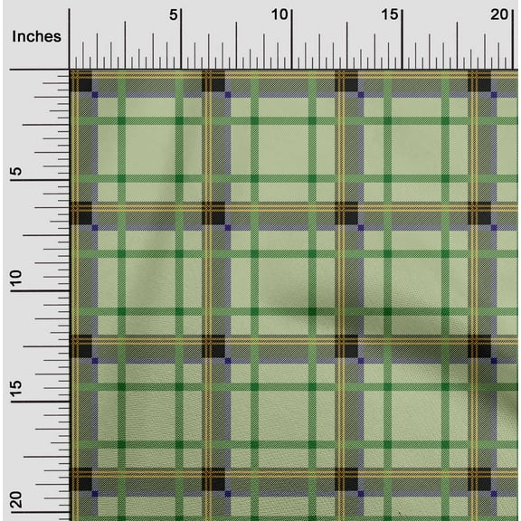 oneOone Organic Cotton Poplin Twill Fabric Tartan Check Print Fabric BTY 42 Inch Wide