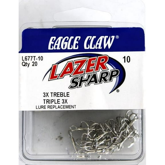 Lazer Sharp L677TH-10 3x Treble Hook, Sea Guard, Size 10