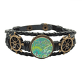 thumbnail image 1 of Dibujo abstracto Verde peces Pulsera marina tejida en cuero, 1 of 4