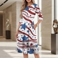 thumbnail image 4 of BOMYJESK Maxi Dresses for Women 250th Anniversary USA Flag Floral A-Line Dress 4th Of July Summer Dresses Vintage Independence Day Elegant Classy Party Apparel Light Blue 3XL, 4 of 7