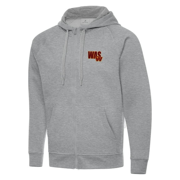 Men's Antigua Heather Gray Washington Commanders Victory Full-Zip Hoodie