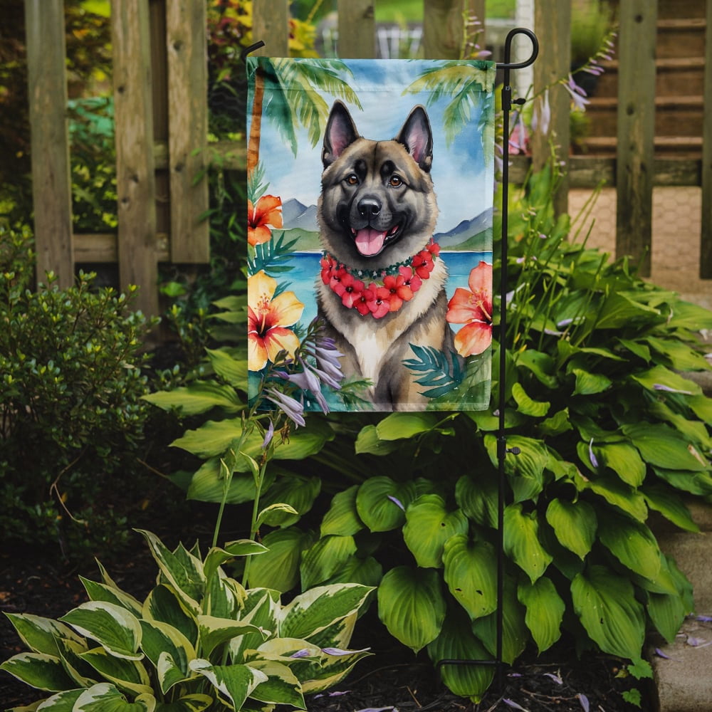 Norwegian Elkhound Luau Garden Flag 11.25 in x 15.5 in