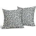 thumbnail image 2 of Daisy Floral Block Print Pillow Covers 20X20 Inch Navy Blue Beige Flowers Decorative Square Pillow Cases Set of 2 Farmhouse Home Decor Vintage Rustic Cute Throw Pillows for Sofa Couch Outdoor, 2 of 6