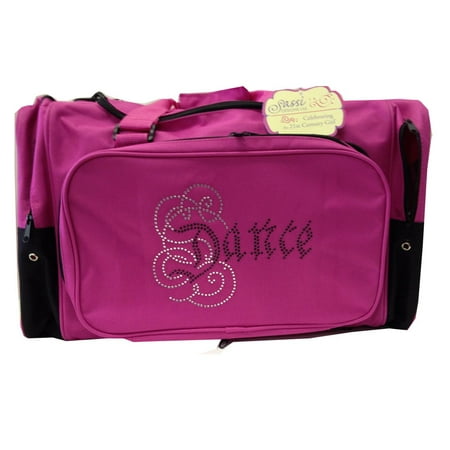 Girls Hot Pink Dance Rhinestone Square Duffel Bag Tote - www.bagssaleusa.com