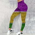 thumbnail image 2 of Mardi Gras Leggings Women 2026 Carnival Glitter Color Block Tummy Control High Waisted Tights Fashion Tuesday Party Gift Yoga Pants, 2 of 4