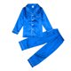 thumbnail image 1 of Gibobby Conjunto de ropa para bebé y niño Conjunto de pijamas de satén para niños y niñas, camisa para dormir con botones, parte superior, pantalones largos(Azul, 3-4 Años), 1 of 5