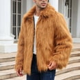 thumbnail image 5 of Babysbule Mens Winter Coats Mens Warm Faux Furry Long Coat Jacket Winter Solid V-neck Outerwear, 5 of 8
