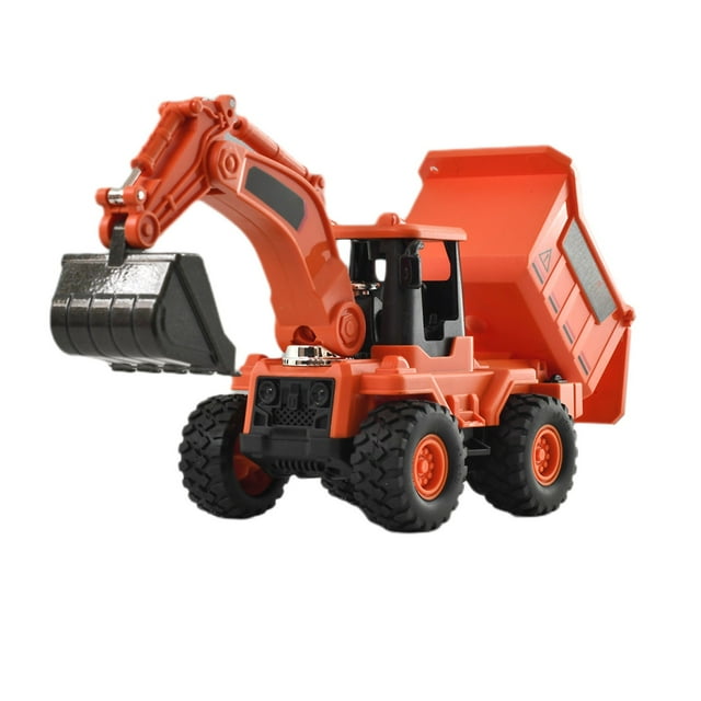 Orange Alloy Engineering Vehicle Model Simulation Loader Bulldozer Dump Truck Pull Back Car Toy No Battery Needed Safe Abs Plastic Material For Kids