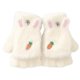 thumbnail image 1 of Guantes térmicos gruesos con solapa y medio dedo, bonitos guantes con orejas de conejo y estampado de rábano, 1 of 6