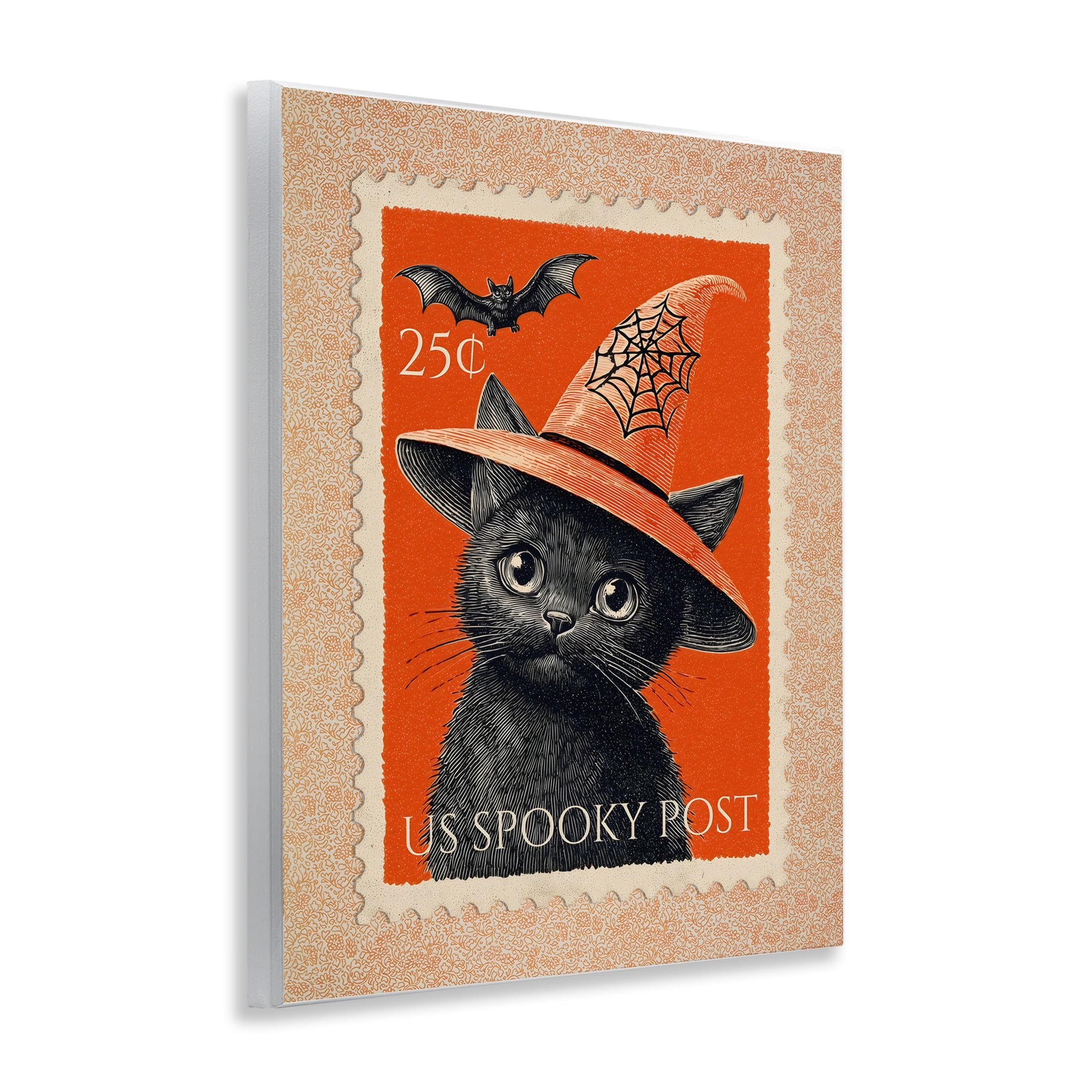Vintage Black Cat Stamp Wall Plaque Art, design by Arlington Prints