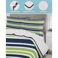 thumbnail image 4 of Quilts Twin Size, Navy Blue Green Striped Soft Comforter Bedding Set for Bed, Gradient Horizontal Lines Lightweight Quilted Bedspread with Pillow Cover(2 Pieces) for All Season, 68x86 Inch, 4 of 6