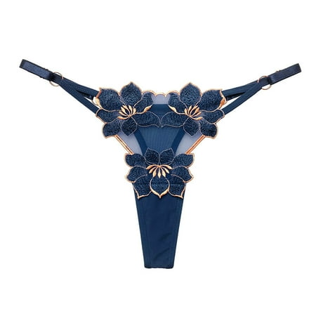 

TAIAOJING Women Thong Comfortable Breathable Lace Trim Cross Girls Low Waist Underwear Panties Brief