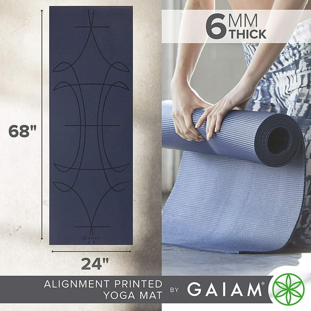 Gaiam Yoga Mat - Alignment Print Premium 6mm Thick Non Slip Exercise &  Fitness Mat for All Types of Yoga, Pilates & 