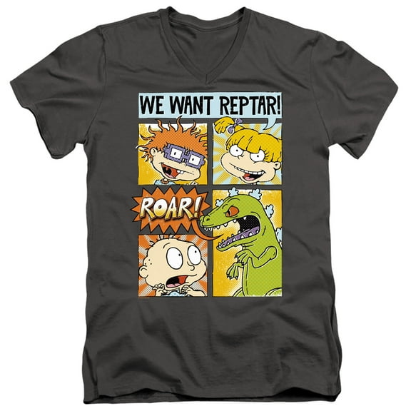 Rugrats We Want Reptar! Comic Unisex Adult V-Neck T Shirt