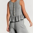 thumbnail image 6 of JINMGG Two Piece Outfits Women, 2026 Fashion Fall 2PC Fashion Woman Round Neck Solid Sleeveless Blouse +Loose Pockets Pants Sets Gray L, 6 of 8