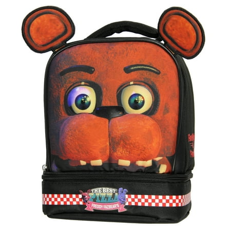 FNAF Lunch Box Soft Kit Dual Compartment Insulated Cooler Five Nights at Freddy's Fazbear with Ears