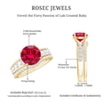 thumbnail image 5 of Rosec Jewels Lab Grown Ruby Wedding Bridal Ring Set - AAAA Grade Certified - Ruby Engagement Ring with Band - with Jewelry Box, 18K Yellow Gold, US 10.00, 5 of 8