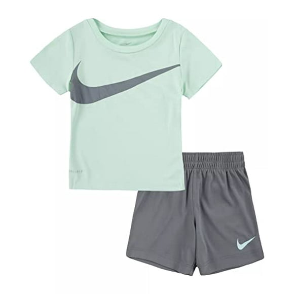 Nike Little Boys Dri-FIT T-Shirt and Shorts 2 Piece Set (Grey(66J196-M19)/T, 4T)