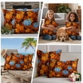 thumbnail image 5 of Blue Pumpkin Fall Outdoor Waterproof Pillow Covers, Thanksgiving Maple Leaves Farmhouse Decorative Square Throw Pillowcase Sofa Cushion Sham for Patio/Couch/Chair, 24"x24" 2 Pack, 5 of 8