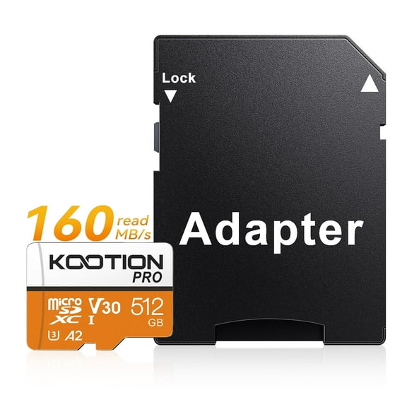 KOOTION 512GB microSDXC Memory Card Up to 160MB/s, U3, V30, A2 microSDXC Card Memory Card High Speed TF Card