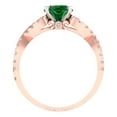 thumbnail image 4 of 1.42 ctw Solitaire with Zirconia Diamond Accents Anniversary Ring for Women | Round Cut Simulated Emerald | Hyperallergenic Solid 18K Rose/White Gold, 4 of 5