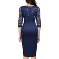 thumbnail image 2 of Vestido de fiesta de cóctel Miusol con volantes y lentejuelas, cuello en V, azul marino, 2 of 5