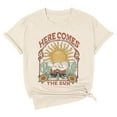 thumbnail image 3 of LINGLANG T Shirts for Women Here Comes Sun Graphic Tees Retro Vintage Hippie Blouse Short Sleeve Summer Tops, 3 of 4