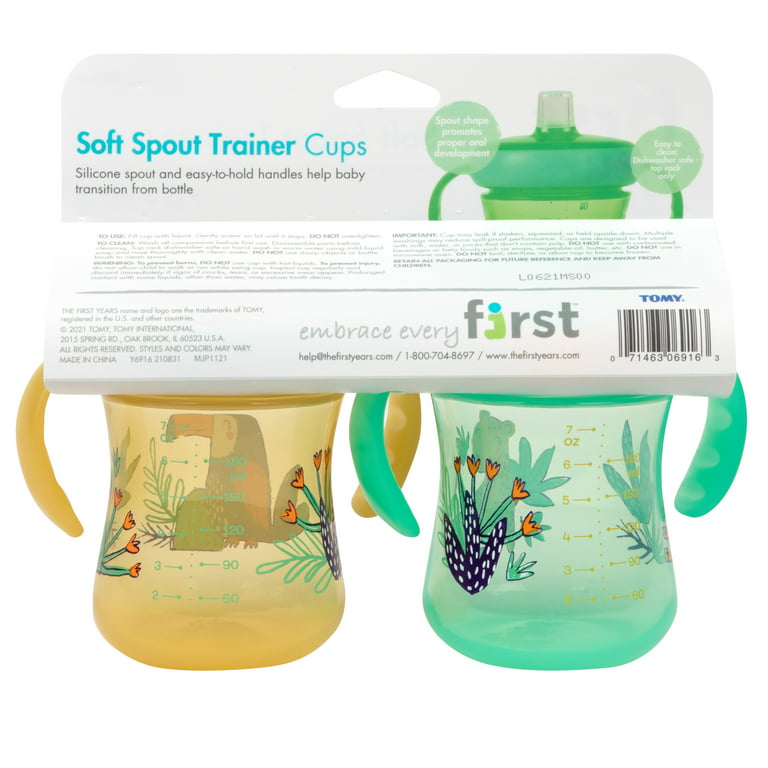 The First Years Soft Spout Trainer Toddler Cups - Leopard and Toucan  -Jungle Themed Trainer Sippy Cups for Toddlers - 2 Count