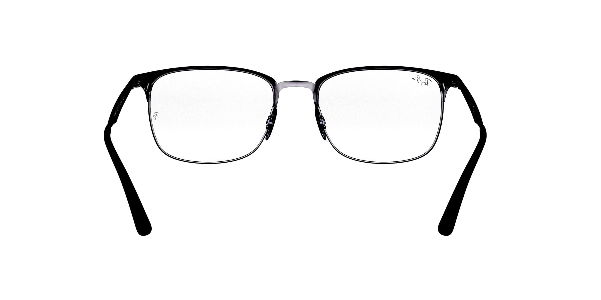 Ray-Ban Unisex Size 54 Semi-Rimless Prescription Eyeglasses with Case, Matte Black on Silver/Demo Lens