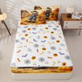 thumbnail image 4 of Manfei Watercolor Fall Scarecrow Zipper Full Size Comforter Sets with Fitted Sheet and 2 Pillowcases for Kids, Orange Autumn Pumpkin Farm Zipper Bedding Set, Halloween Reversible, 4 Pieces, 4 of 6