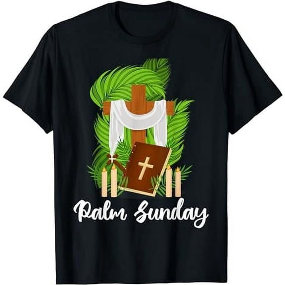 Palm Sunday Cross Palm Leaf Christian Unisex Casual Short Sleeve T-Shirt