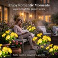 thumbnail image 3 of Rirool Solar Camellia Flower Garden Stake Lights, 7 Heads Outdoor Solar Lights Waterproof, Warm White Decorative Lights for Yard Lawn Patio Pathway, Yellow 2 Pack, 3 of 8