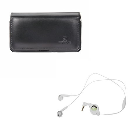 Belkin Hands Free Leather Case - Black Leather Phone Case w Retractable Headset Hands-free w Mic E2P for Doro Doro 824 SmartEasy - Google Pixel XL 3a - HTC 10, One M8 A9, Desire EYE, E8, 626s 626 555 530 - Huawei Raven, P9