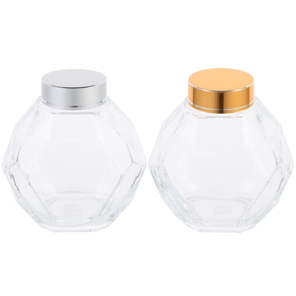 2pcs Clear Honey Jar Kitchen Honey Jar Glass Honey Bottle Bee Honey Jar
