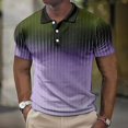 thumbnail image 5 of Afuyipoi Men's Geometric Print Button Shirt,Relaxed Fit Side Vents Abstract Casual T-Shirts Purple M, 5 of 5