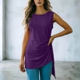 thumbnail image 4 of Kukoosong Women's Tunic Tank Tops, Side Ruched Irregular Hem Loose Fit Camisole Tops, Soft Stretchy Long Vest Shirts for Beach, Summer Casual Round Neck Sleeveless Tanks, 4 of 7
