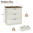 thumbnail image 4 of LAZZO 3-Drawer Dresser, Farmhouse Rustic Wood Chest of Drawers, Wide Storage Organizer for Bedroom, Living Room, Entryway, White, 4 of 8