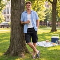 thumbnail image 6 of Mens Casual Cotton Twill Cargo Shorts Drawstring Classic Chino Stretch Short with Pockets, L, 6 of 7