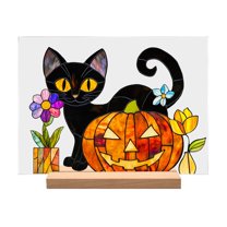 BNNG Halloween Decorations Acrylic Ghost Table Sign Pumpkin Black Cat Table Centerpieces Standing Tabletop Decoration Happy Halloween for Holiday Desk Tiered Tray Party Shelf Decor Farmhouse