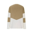thumbnail image 5 of Women's Sweater Long Sleeve V Neck Color Block Thin Cable Knit Pullover Top Beige XXXL, 5 of 5