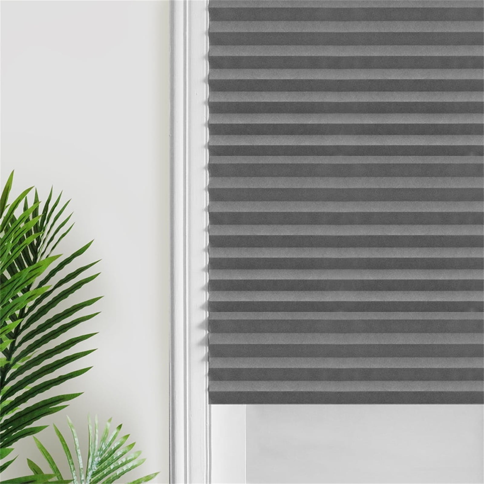 ZMKIAG No Tools Adhesive Pleated Blackout Blinds – Window Shades, No Drill Temporary Blinds, Cordless Room Darkening Paper Shades – For Office, Living Room, Bedroom