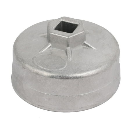 

13mm Square 14 Flutes 74mm Cap Type Oil Filter Socket Wrench Cup Silver Tone